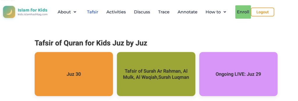Quran annotation and Quran Tracing along with LIVE Tafsir class and recordings.